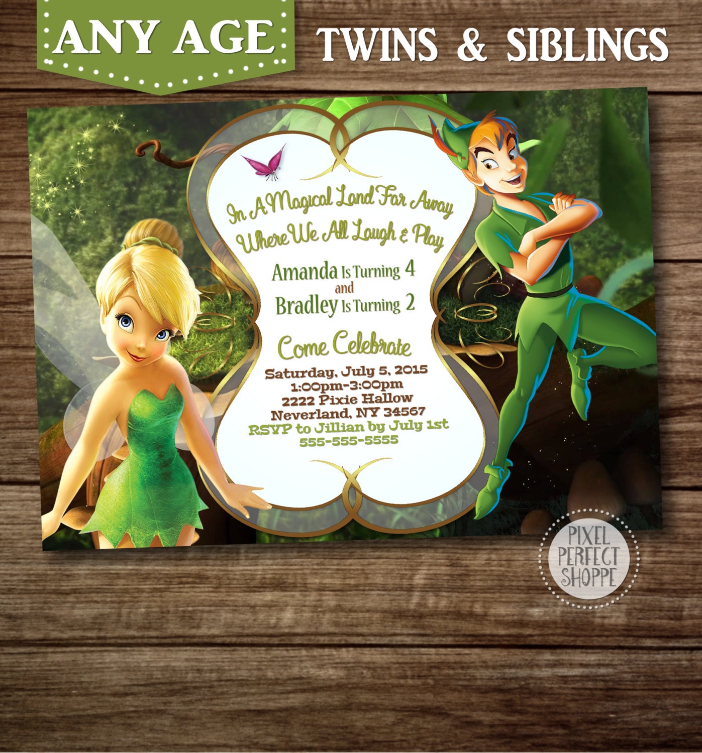 Tinkerbell Invitation Tinkerbell Birthday By Pixelperfectshoppe