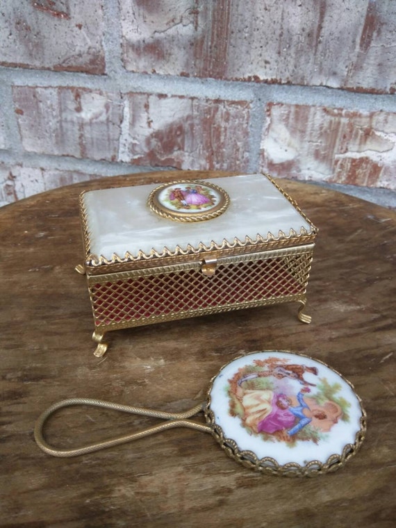 Beautiful Vintage Handheld Mirror with Matching by RetroRetake