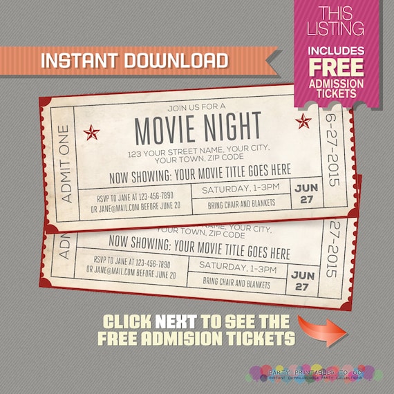 Free Printable Movie Ticket Invitations 7