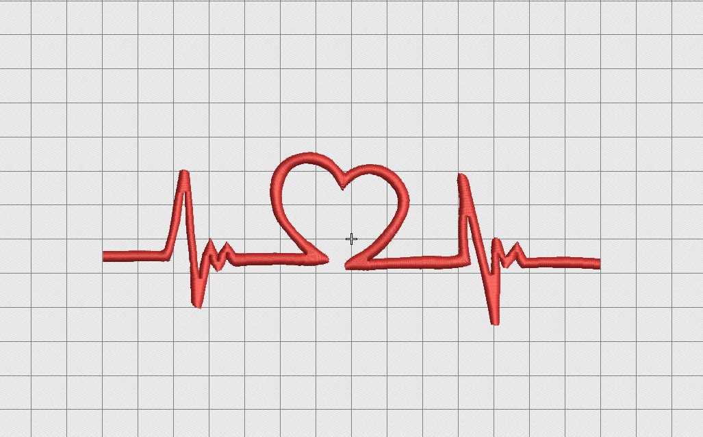 Heartbeat EKG ECG Embroidery Design in 3x3 4x4 and 5x7 Sizes