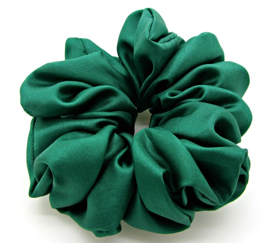 Emerald Green Silk Scrunchie Handmade Hair Accessories by Just