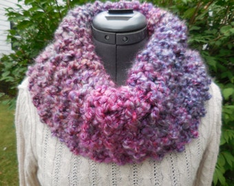 Purple Chunky cowl, circle scarf. infinity scarf, knitted cowl, winter scarf, trending winter accessories,scarves,gift for her, popular item
