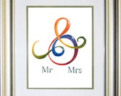 Ampersand Watercolor Painting: Mr and Mrs