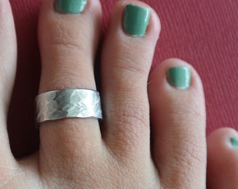 Toe Ring Hammered Texture Cuff Band Adjustable Gift For Her Jewelry - Birthday - Summer - Christmas - Mother's Day - Beach