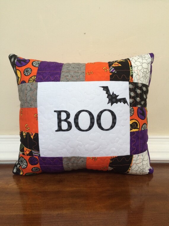 Halloween pillow quilted Halloween pillow Boo pillow