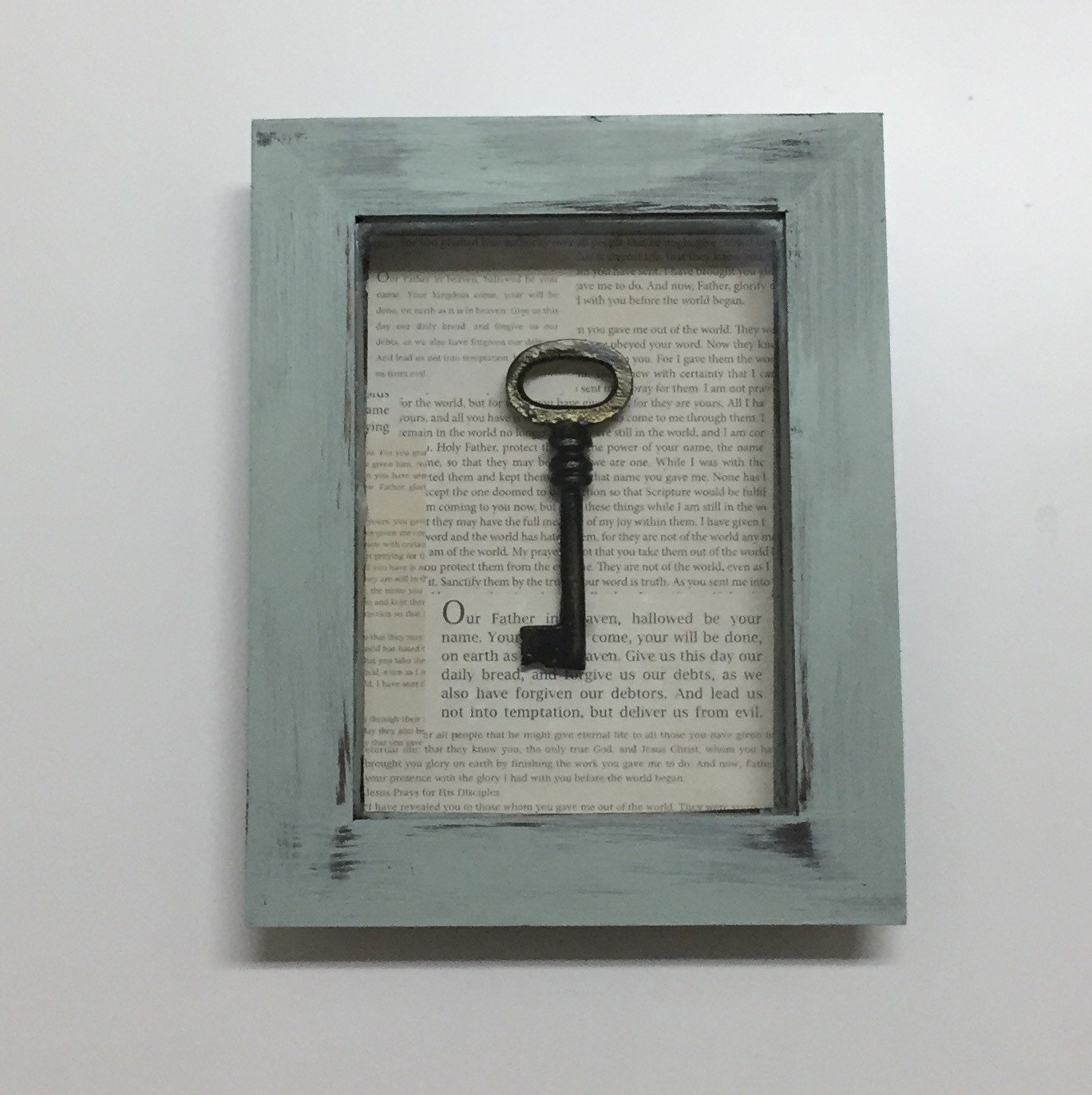 Framed key Shadow box frame framed skeleton key cast iron