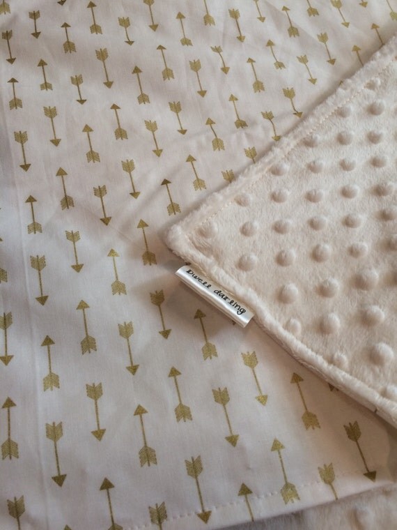 Gold arrow baby blanket baby bedding metallic gold arrows