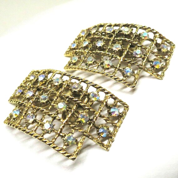 Rhinestone Shoe Clips Vintage Musi Signed Gold by MyDellaWear