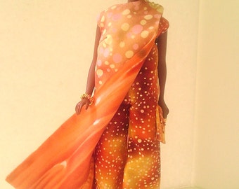 Handmade Mod Barbie Clothes Polka Dot Barbie Doll Jumpsuit Barbie Clothing Orange Barbie Doll Clothes Barbie Artist Fashion Doll Clothes