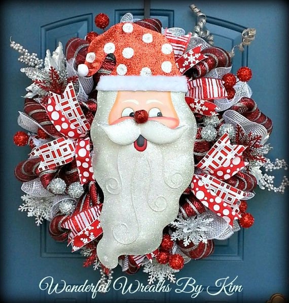 Christmas deco mesh wreath Wreath Santa by WonderfulWreathsKim