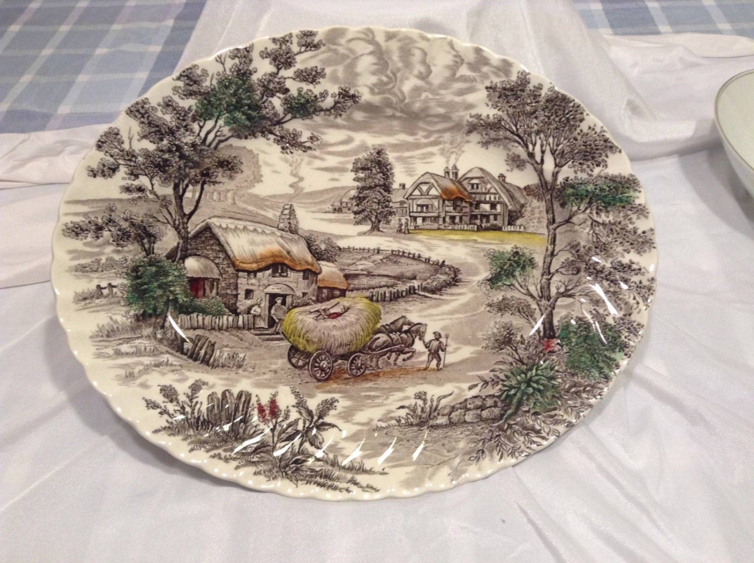 Staffordshire Yorkshire Ironstone England Oval Serving Platter Haute
