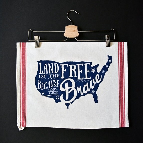 USA red stripe tea towel