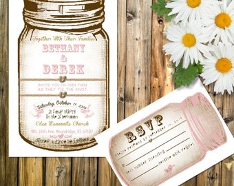Items similar to DIY Printable Wedding Invitations - Watercolor Mason ...