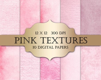 Pink Digital Paper - textured digital papers, shabby chic paper, pink grunge solid backgrounds for scrapbooking, wedding invitations, cards