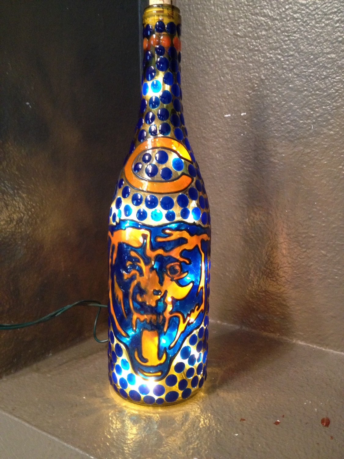 Chicago Bears Decorative Lighted Wine Bottle