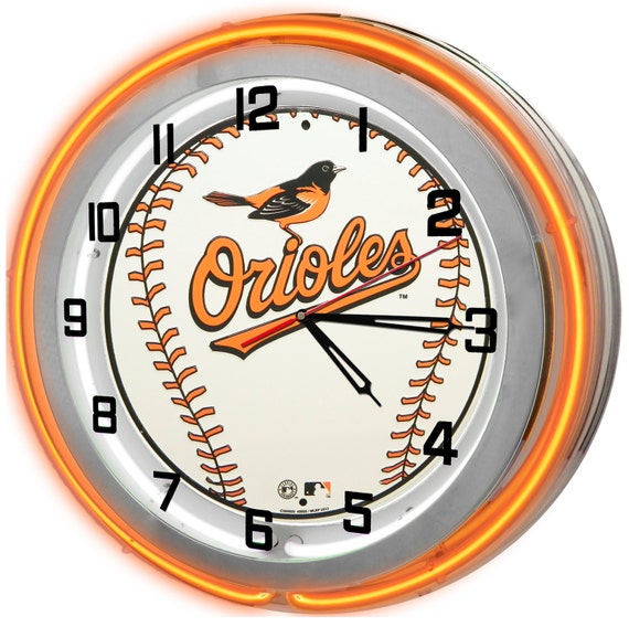 Baltimore Orioles Orange Neon Clock