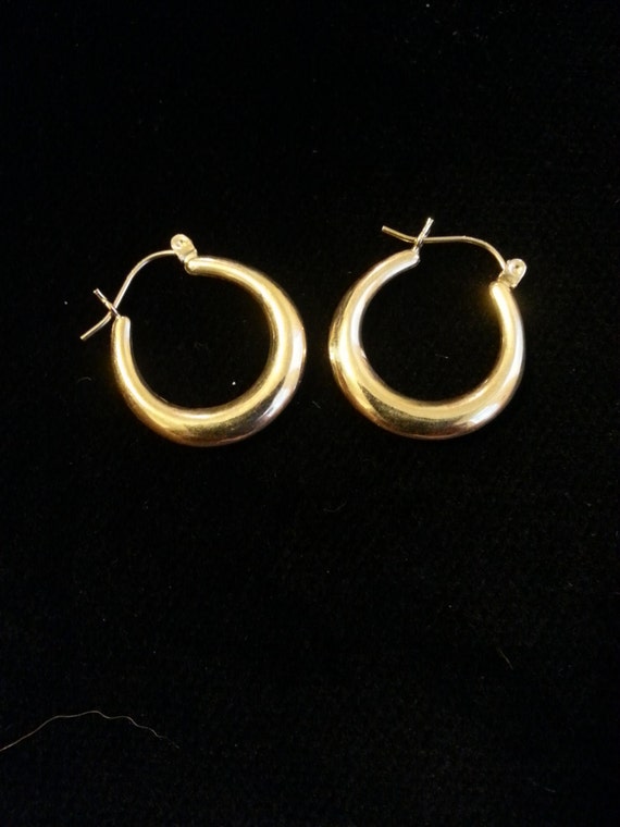 Vintage solid 14k gold hoop earrings by vintageunder50 on Etsy