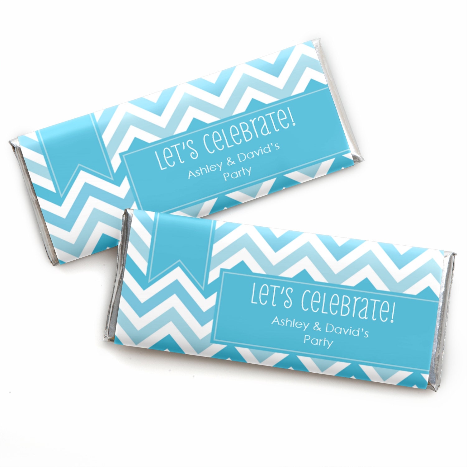 24 Chevron Blue Custom Candy Bar Wrappers Personalized Baby