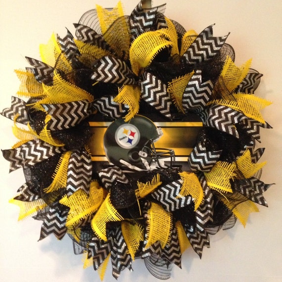 Pittsburgh Steelers Wreath deco mesh sport wreath Steelers