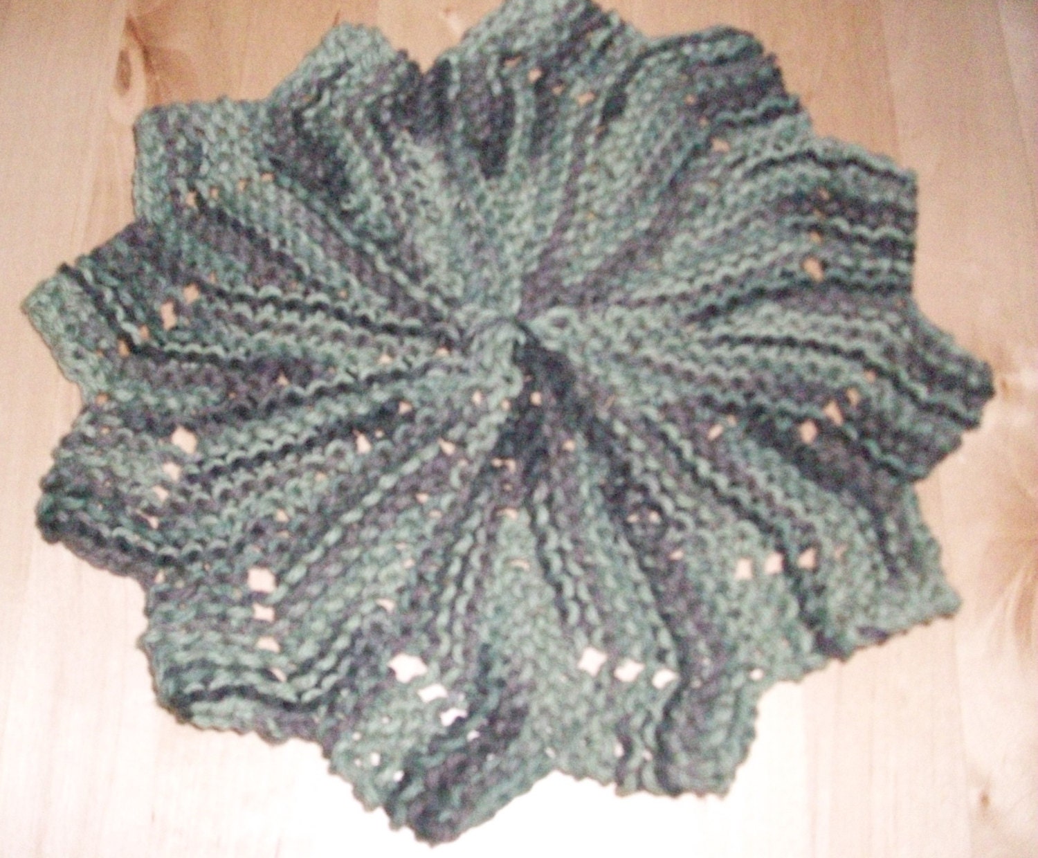 Knit variegated green cotton yarn petal by JamesRiverCrafts