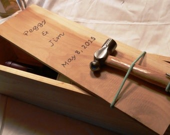 Wine Box, First Fight Box, Wedding Wine Box, Wine Box Ceremony, Anniversary Gift Box, Wedding Gift Box, Includes a personalized hammer!