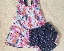 Parkar polka siya1 navy blue peacock dress