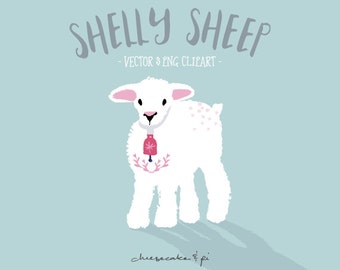 Clipart: whimsical sheep illustration / PNG clip art / commercial use / nursery art / children decor / poster / vector lamb / CM0061-sheep