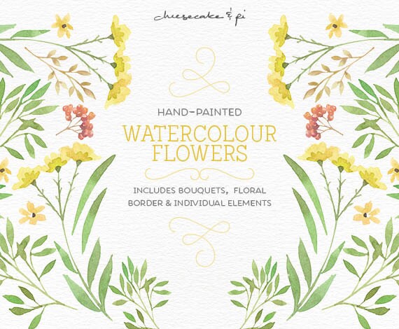 Watercolor flowers: PNG floral clipart / floral bouquets