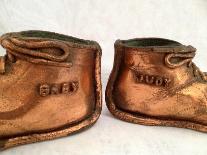 Baby Judy Bronzed real Shoes vintage pair of Bronze Dipped