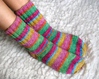 Hand Knitted Wool Socks Sleeping Socks Warm Winter by Spillija