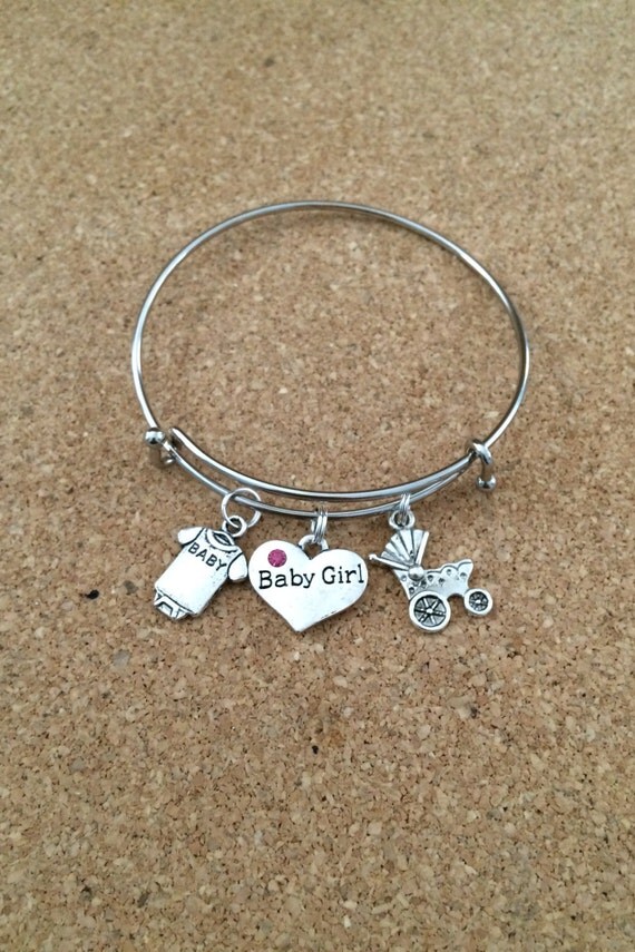 BABY GIRL Charm Bracelet Silver-Plated Bangle Baby