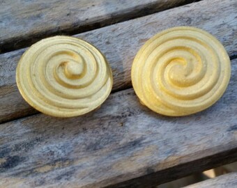 Vintage Fashion Earrings from the 1980's Brushed Gold Clip on Earrings