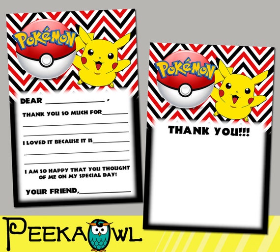 Instant download Pokemon Kids Fill in the Blank Thank by PeekaOwl