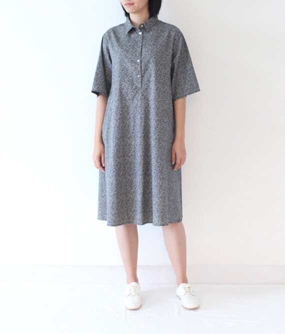 Womens Cotton Shirt DressShort Sleeve Summer by lanbao on Etsy