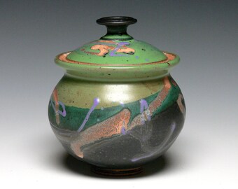 Small Kitchen Canister, Small Covered Jar, Lidded Jar, Pottery Sugar Bowl, Stoneware Storage Jar, Pet Urn