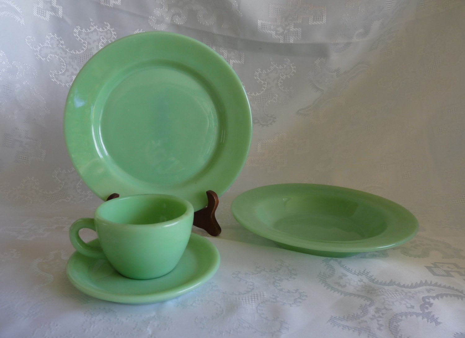 FIRE KING Oven Ware Jadeite Restaurant Ware Line 4pc Place