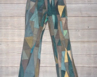 70's Patchwork Crinkle Waist Boho Pants by L.s.i.