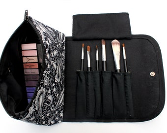 makeup bag with brush compartment