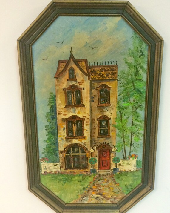 Vintage House Oil Painting by HelensLegacyy on Etsy