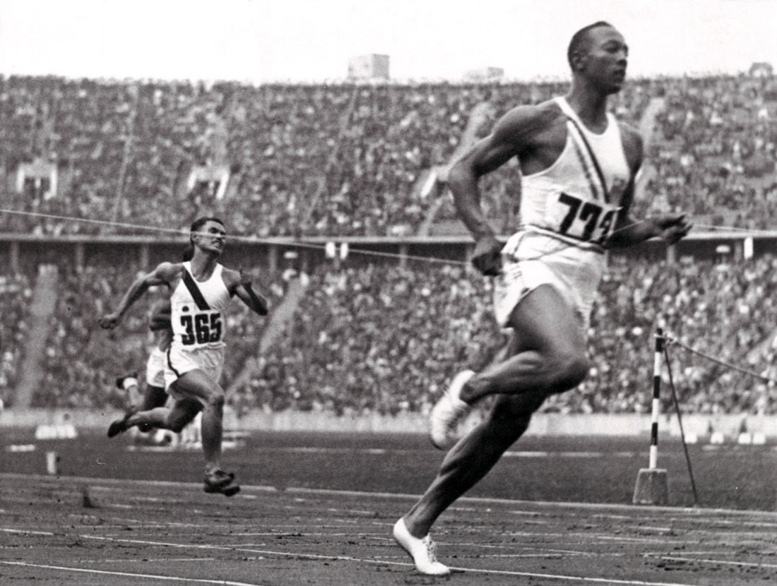 Jesse Owens Poster Crossing the Finish Line Winning Gold