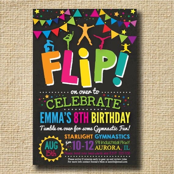 Gymnastics Invitations Gymnastics Birthday by creativelime ...