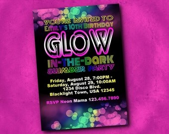 Glow in the Dark Birthday Party Invitation