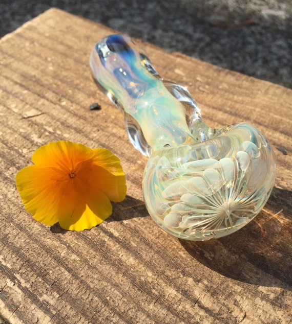 SilverFumed Electric Jellyfish Glass Pipe by FlabbaGlassDesigns