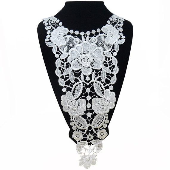 White Cotton Flower Lace Appliques Embroidery Hollowed Out