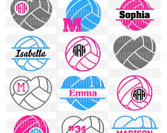 Volleyball SVG Cut Files - Monogram Frames for Vinyl Cutters, Screen Printing, Silhouette, Die Cut Machines, & More