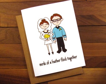 Funny Wedding Card - Funny Engagement Card - Nerds of a Feather Flock Together - Star Trek Wedding - Geek Wedding