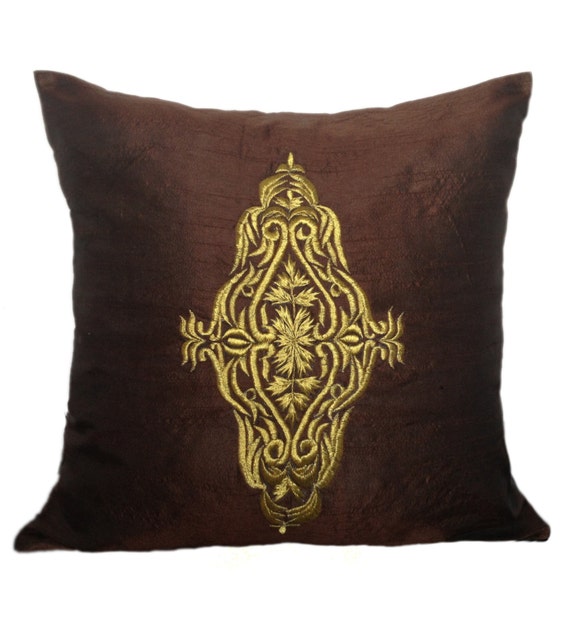 Brown Gold Damask Pillow Cover Brown Gold Pillow For Couch