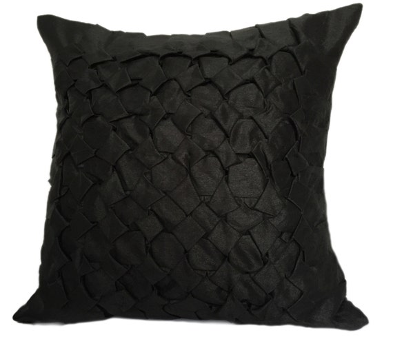 Black Textured Pillow Black Textured Sham Black Smocking