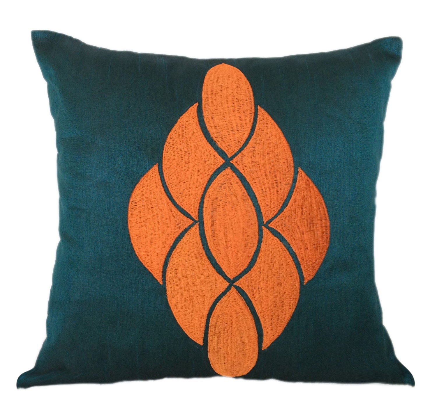 Decorative Pillow Covers Teal Orange Euro by TheWhitePetalsDecor