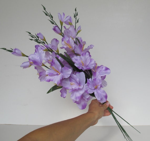 5 Silk Gladiolus Branches Artificial Bright Purple Flower